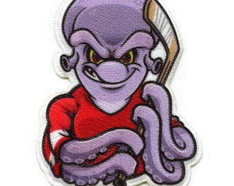 Detroit michigan hockey octopus mascot patch parody embroidered iron on photo ab4