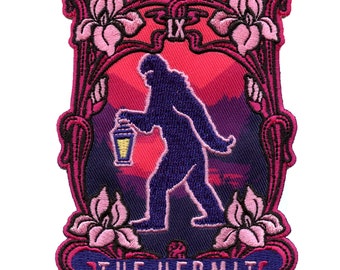 The Hermit Bigfoot Tarot Patch Folklore Mythology Legend Card Embroidered Iron On BA3