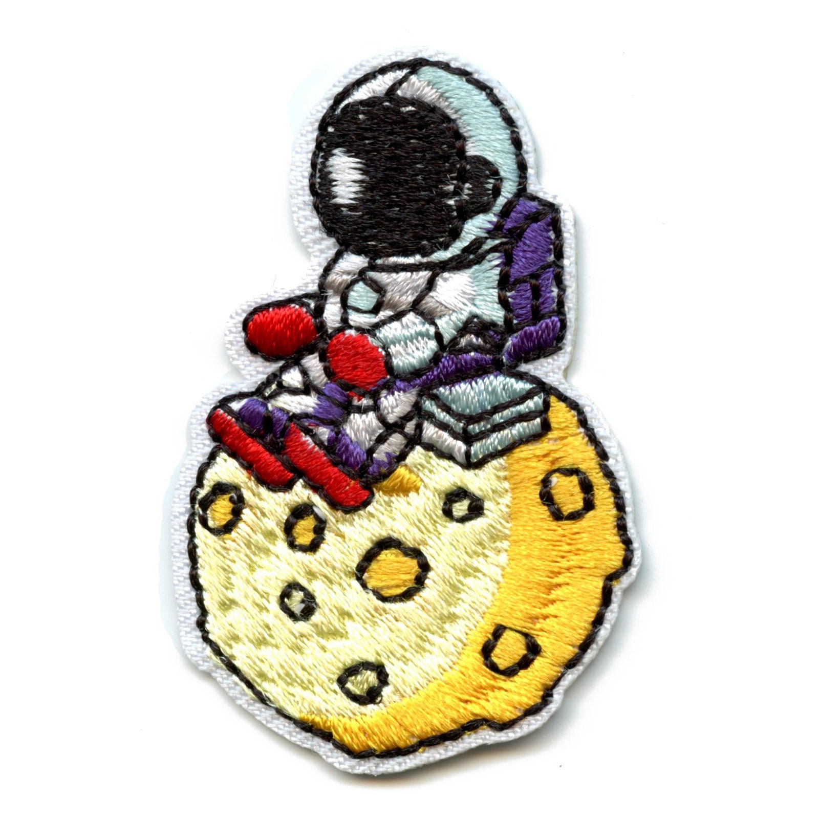 Astronaut Sitting on Moon Patch Outer Space Embroidered Iron on Be1 - Etsy