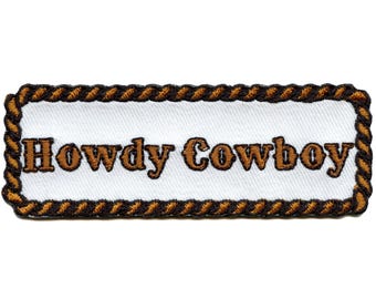 Howdy Cowboy Script Patch Cowboy Western Rope Embroidered Iron On GA4