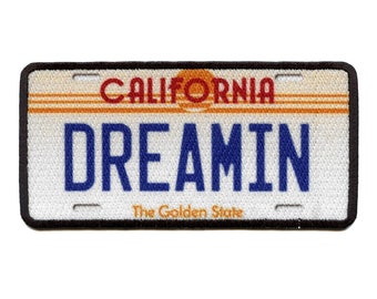 Californische nummerplaatpatch gouden staat dreamin geborduurd opstrijkbaar ba7