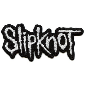 May include: Black and white embroidered patch with the word "Slipknot" in a stylized font.