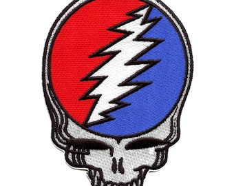 Grateful Dead Steal Your Face Skull Iron-On Patch – Embroidered Patch, Deadhead Gift, Rock Band Jacket Backpack Patch