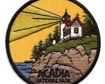 Acadia Nationalpark Aufnäher Leuchtturm gestickt Aufbügler BG7