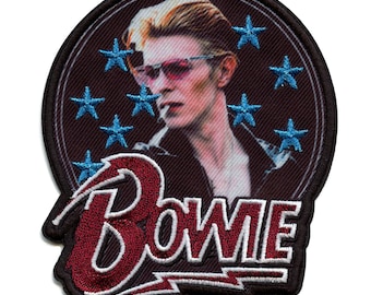 David Bowie Stars Patch Glitter Portrait Blot Embroidered Iron On CG1