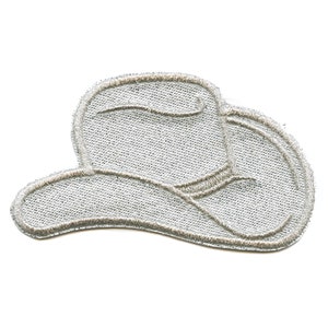 Peut inclure: Un écusson brodé blanc en forme de chapeau de cowboy.