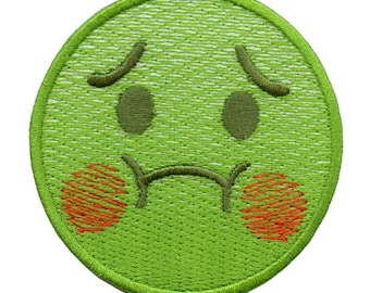 Parche de vómito con cara con náuseas, icono de emoticono de vómito, bordado para planchar AE5