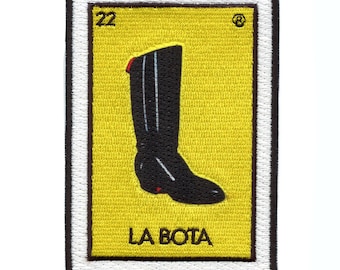 La Bota 22 Parche Tarjeta Loteria Mexicana Bordado Sublimado Hierro En CH4