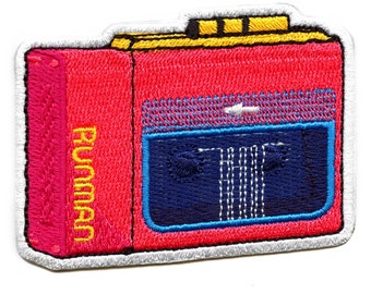 Retro portable cassette player patch strange tv radio embroidered iron on ba5