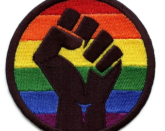 Rainbow black lives matter fist patch blm pride iron on embroidered bd3