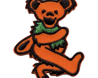 Dankbare dode oranje beer patch klein iconisch geborduurd strijkijzer op EG4