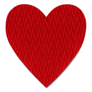 May include: A red heart-shaped felt patch with a textured pattern.