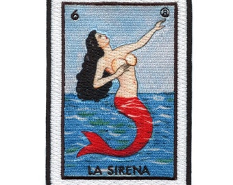 La Sirena 6 Patch Mexican Loteria Card Sublimated Embroidery Iron On CG4