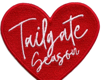 Tailgate Season Heart Patch Football Sports Fan Embroidered Iron On AG4