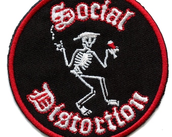 Social Distortion Drinking Skelly Patch Punk Rock Music Embroidered Iron On GA2
