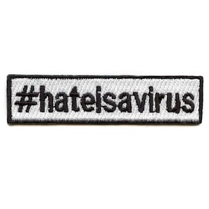 Nienawiść to wirus hashtag box logo haftowane żelazko na BG4