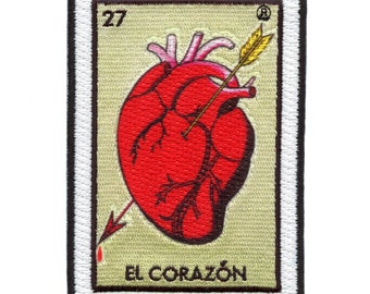 El Corazon 27 Patch Mexican Loteria Card Sublimated Embroidery Iron On CG4