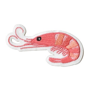Cute shrimp patch friendly food embroidered iron on ae6