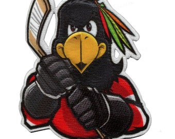 Chicago illinois hockey hawk mascot photo patch parody embroidered iron on ab4