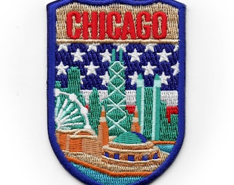 Toppa turistica della città di Chicago, distintivo da viaggio mondiale ricamato da stirare AB6