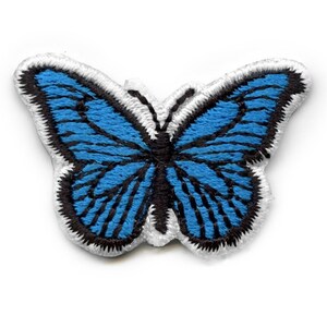 Blue Butterfly Embroidered Iron On Patch AD1