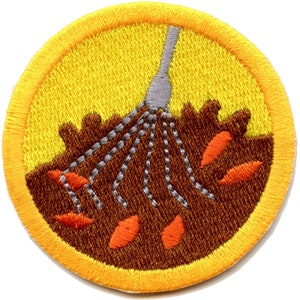 Krattar löv märkeslapp höst vildmark scout skärp stryk-på broderad aa3