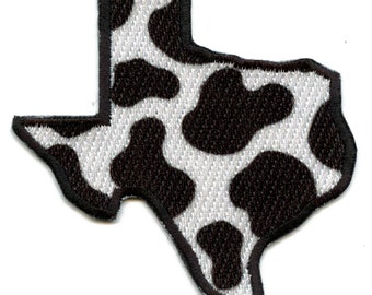 Cow Print Texas Patch Western Country Embroidered Iron on AB1