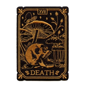 Seventeen Death Tarot Patch Skull Mushrooms Card Embroidered Iron On BA3