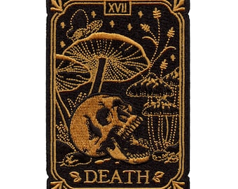 Seventeen Death Tarot Patch Skull Mushrooms Card Embroidered Iron On BA3