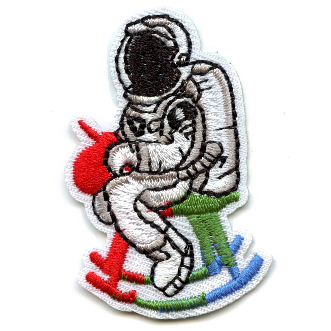 Astronaut on Rocking Horse Patch Outer Space Embroidered Iron on Be1 - Etsy