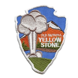 Yellowstone Old Faithful resemärke nationalpark broderad stryk-på bf7