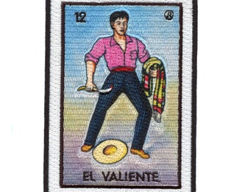 El Valiente 12 Patch Mexican Loteria Card Sublimated Embroidery Iron On CG5