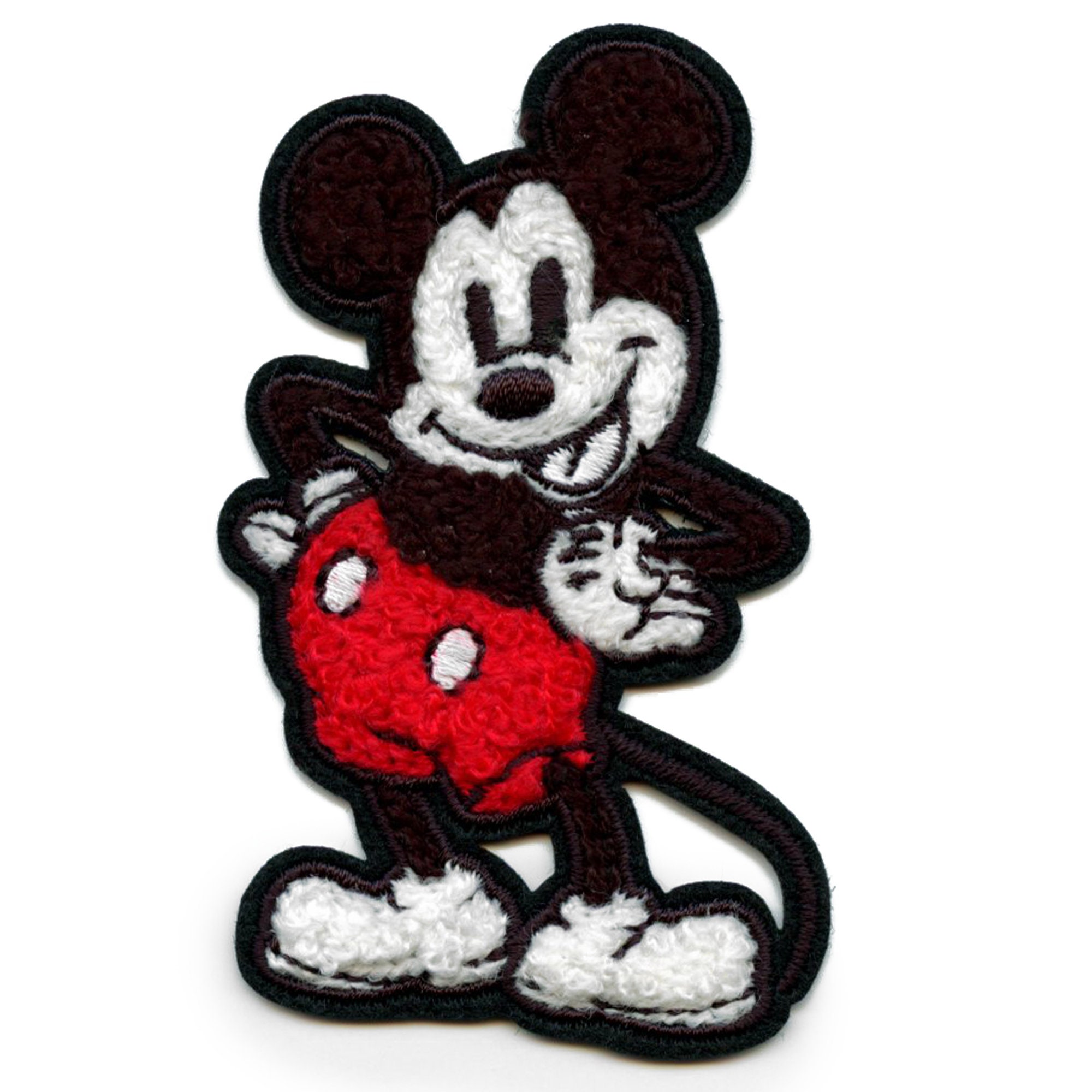 Disney Mickey Satin Patch サイズ4 Disney Mickey Mouse Patch Full Body Pose Chenille Iron on CB6