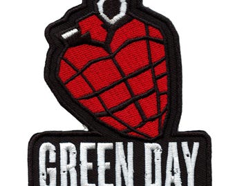 Green Day Band Patch Grenade Heart Music Embroidered Iron On CE1