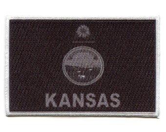 Kansas patch state flag grayscale embroidered iron on AG3