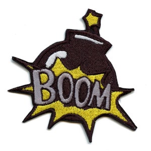 Cartoon bomb boom patch comic explosion embroidered iron on bb3