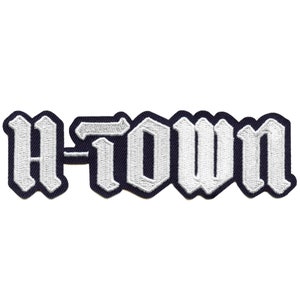 Navy H-Town Houston Old English Patch Script Logo Embroidered Iron on CG7