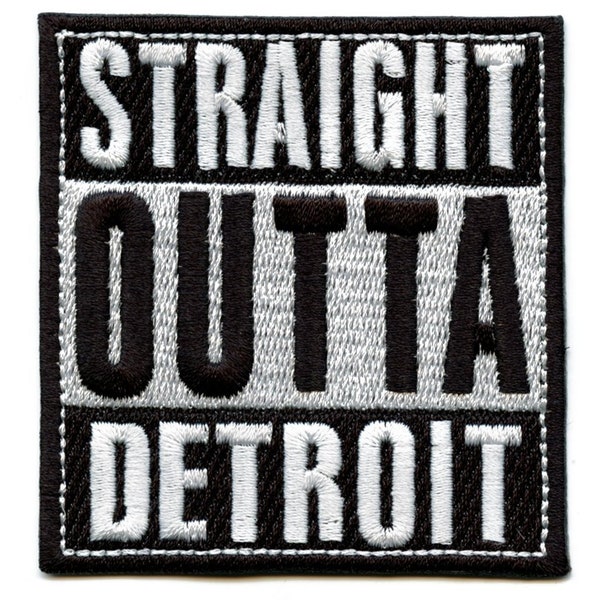 Straight outta detroit patch michigan city embroidered iron on bc7