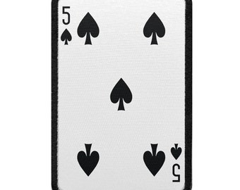Seven of Spades Playing Card Foto Patch Black Gamble Embroidered
