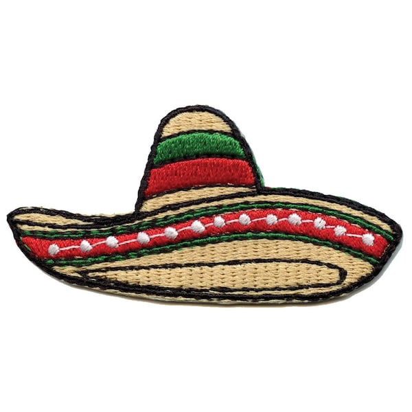 Sombrero mexican hat patch straw embroidered iron on BH4