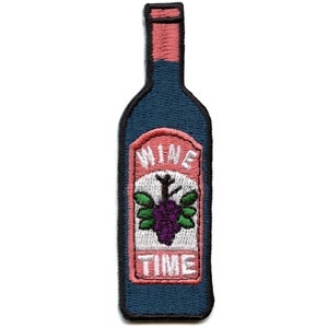Wine Time Bottle Patch Fancy Sweet Juice Embroidered Iron On AA6