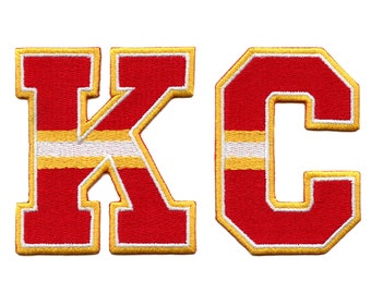 Set di toppe KC con lettere di Kansas City Football Missouri ricamato con ferro da stiro AH4