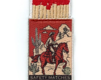 Safety Matches Patch Made in Texas Embroidered Iron On ED5