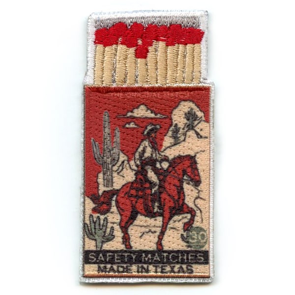 Safety Matches Patch Made in Texas Embroidered Iron On ED5