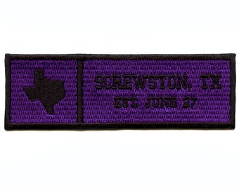 Screwston Jersey Tag Patch Houston Established Texas Embroidered Iron On EF3