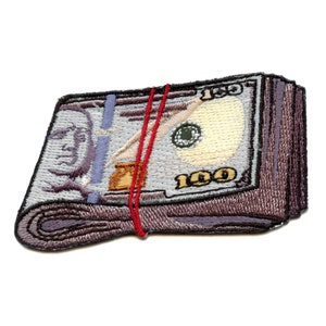 Fat Wad Dirty Money Patch Hundreds Blue Benjamins Embroidered Iron On AB5