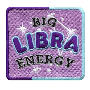 Big Libra Energy Patch Constellation Box Script Embroidered Iron On AD7