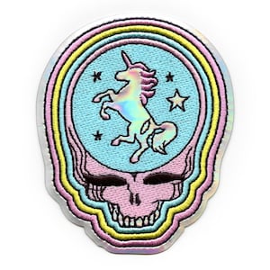 Grateful Dead Iridescent Unicorn Patch Classic Rock Band Embroidered Iron On EA1