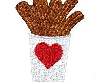 Churros in een cup-patch geborduurd ijzer op BH4