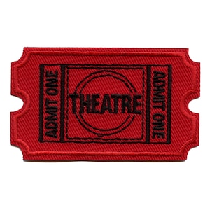 Movie theatre ticket patch admit one film embroidered iron on bb3